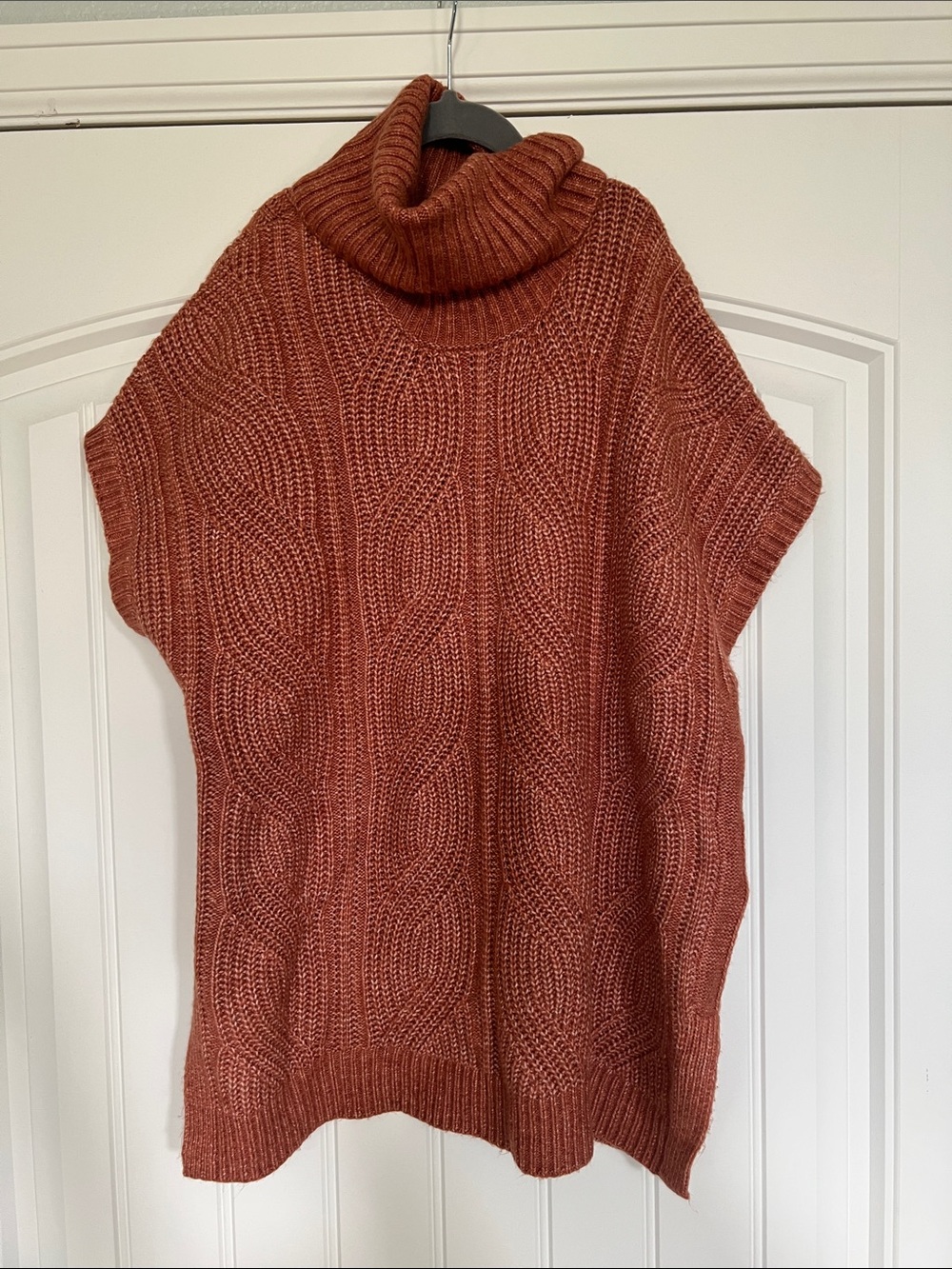 Rachel Zoe Coral Cable Knit Turtleneck Poncho Sweater